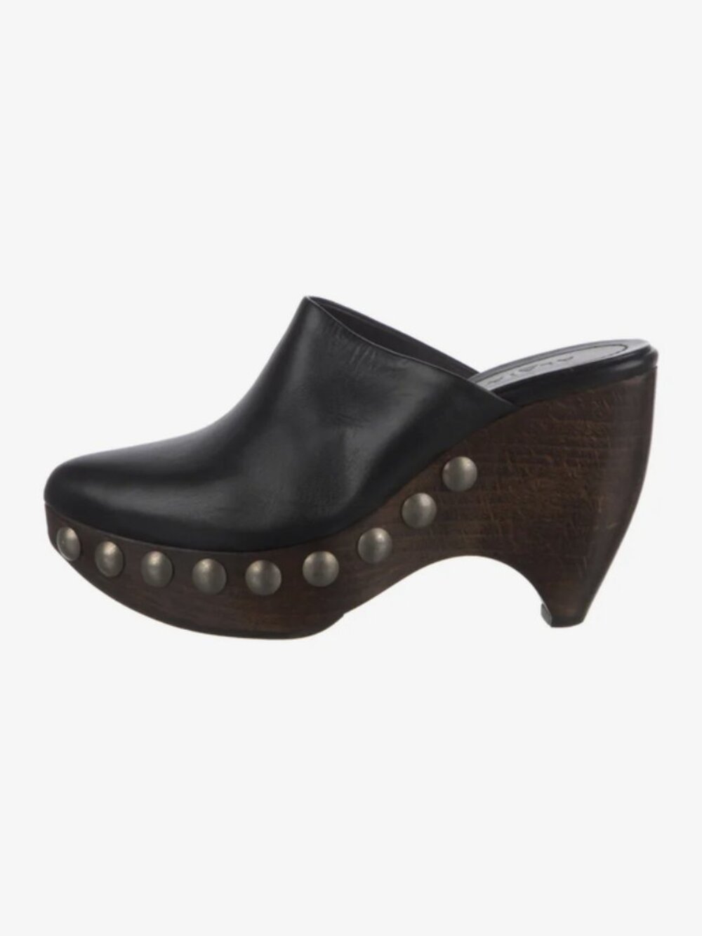 ALAIA Studded Wood Wedge Leather Mules Size 37